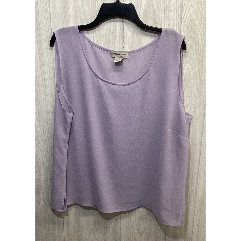 NOTATIONS Women's (Size 2X) Sleeveless Round Neck Lightweight Semi Sheer Tank